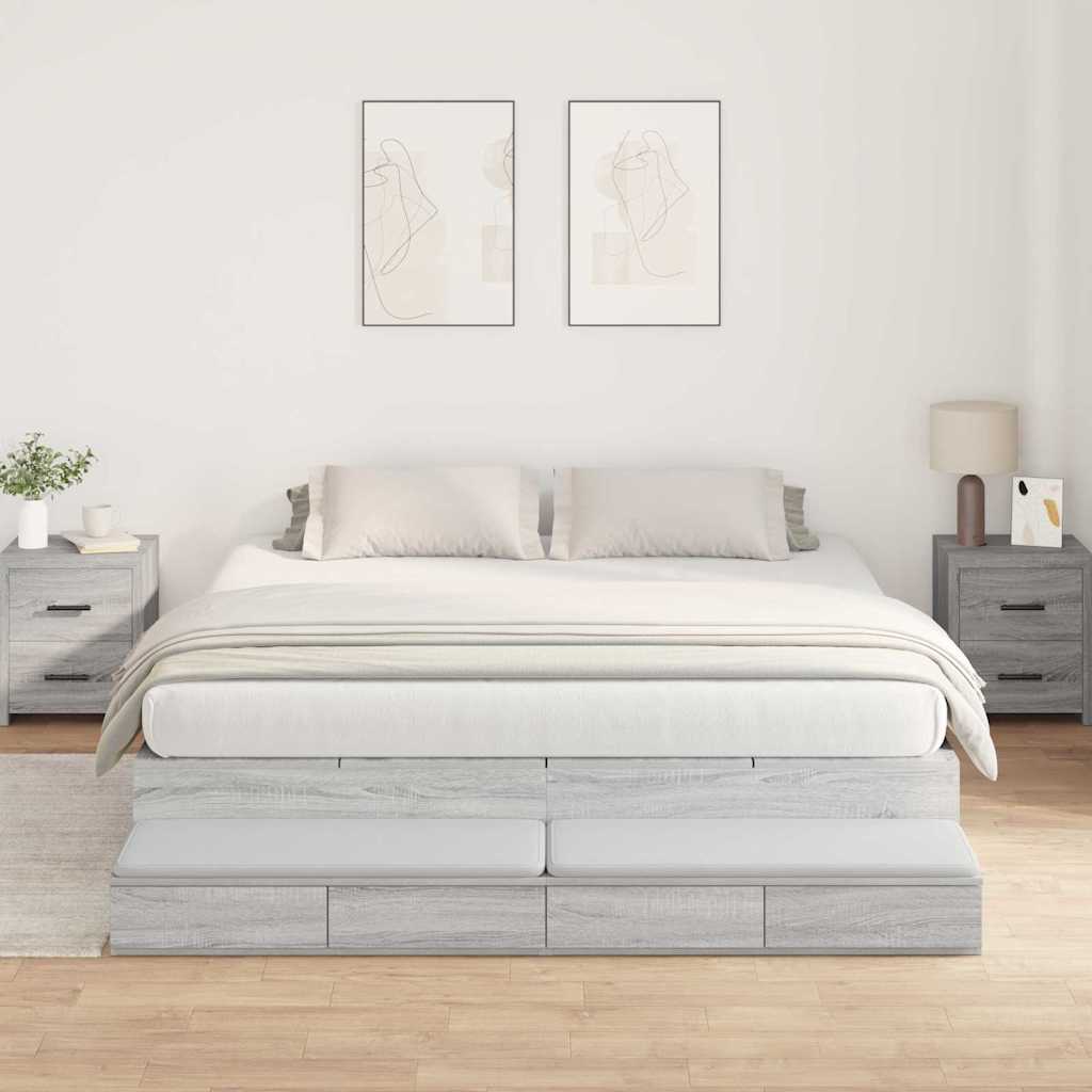 Bett mit Stauraum mit Tür Grau Sonoma 236.5 x 200 x 31.5 cm