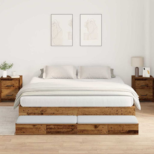 Bett mit Stauraum Altholz 236.5 x 200 x 31.5 cm Holzwerkstoff