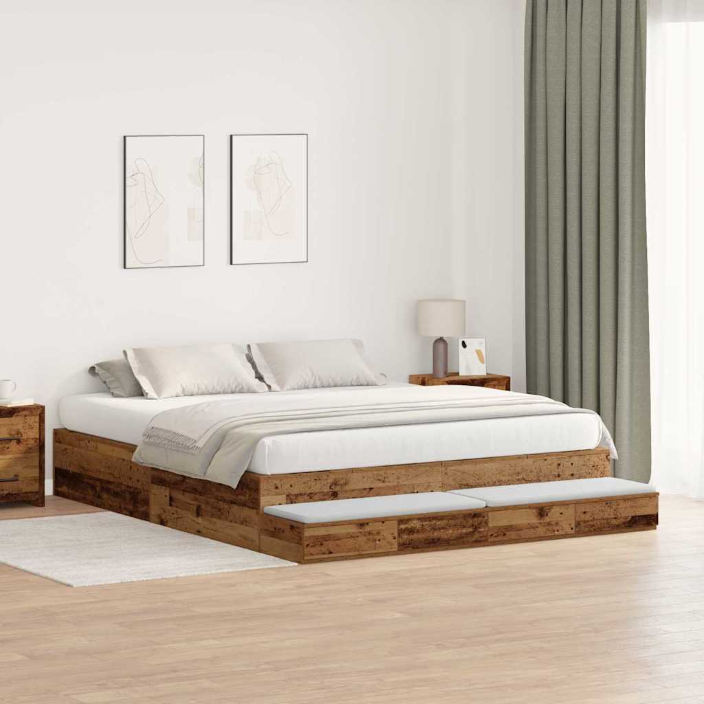 Bett mit Stauraum Altholz 236.5 x 200 x 31.5 cm Holzwerkstoff