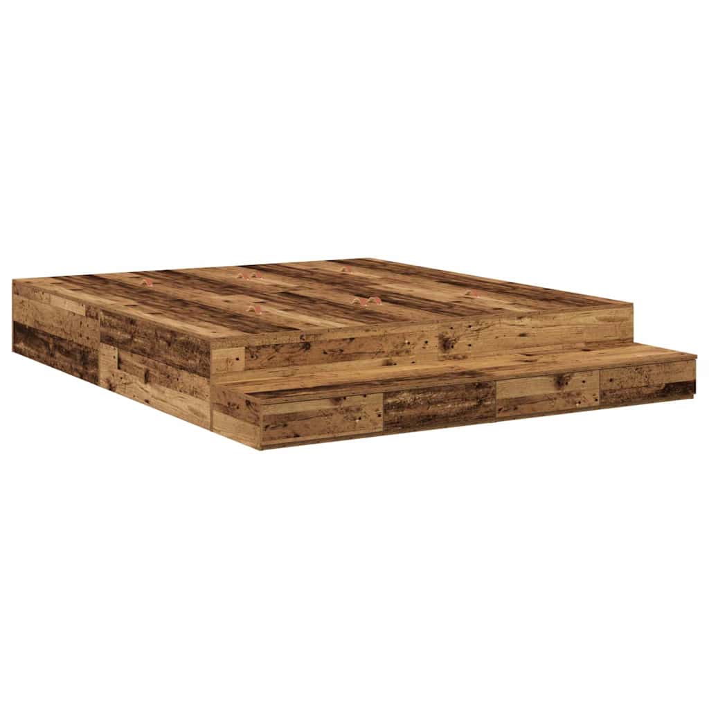 Bett mit Stauraum Altholz 236.5 x 200 x 31.5 cm Holzwerkstoff