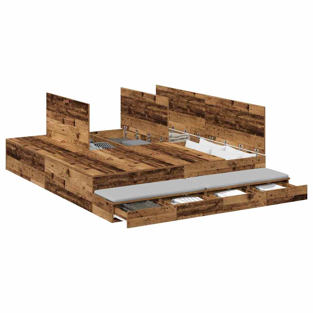 Bett mit Stauraum Altholz 236.5 x 200 x 31.5 cm Holzwerkstoff