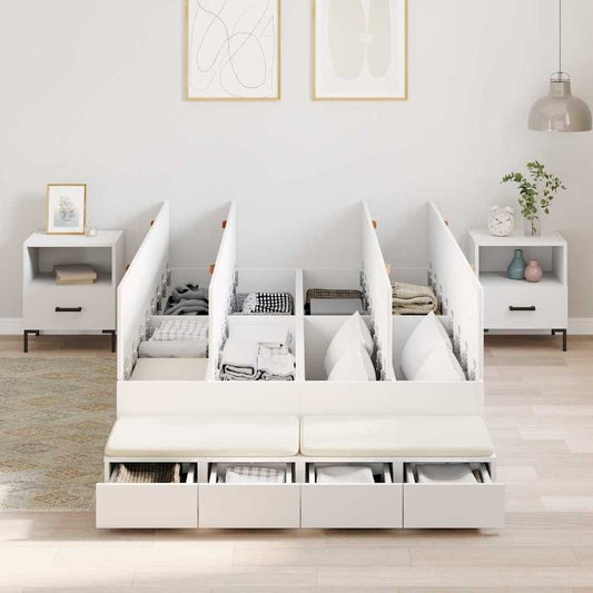 Bett mit Stauraum Weiß 236.5 x 120 x 31.5 cm Holzwerkstoff