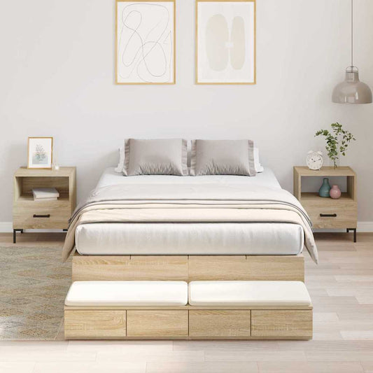 Aufbewahrungsbettgestell Sonoma-Eiche 120 cm Holzwerkstoff