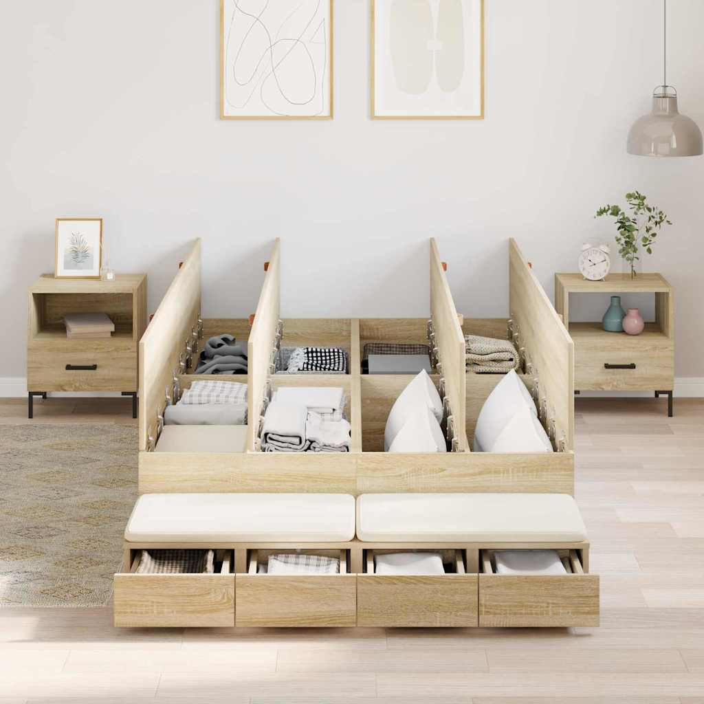 Aufbewahrungsbettgestell Sonoma-Eiche 120 cm Holzwerkstoff