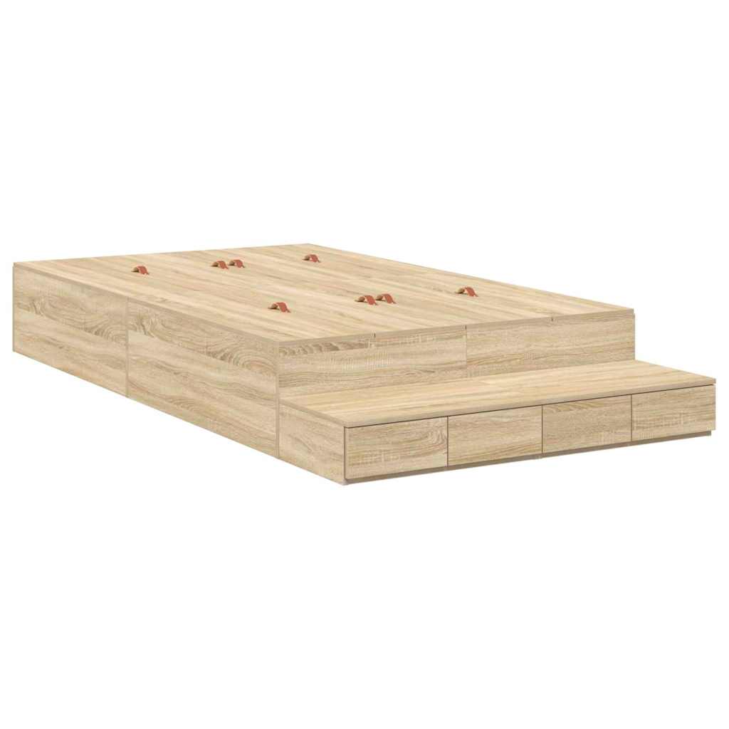 Aufbewahrungsbettgestell Sonoma-Eiche 120 cm Holzwerkstoff