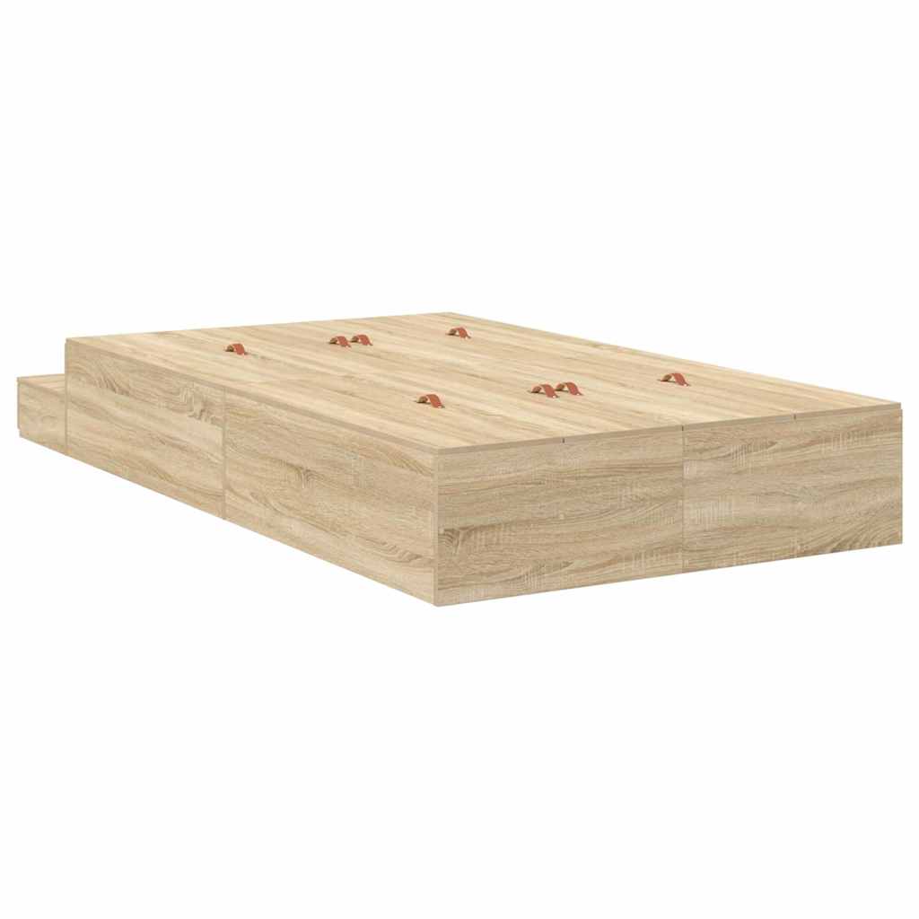Aufbewahrungsbettgestell Sonoma-Eiche 120 cm Holzwerkstoff
