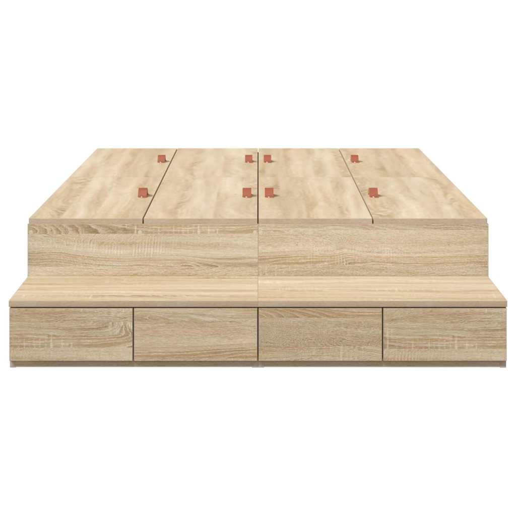 Aufbewahrungsbettgestell Sonoma-Eiche 120 cm Holzwerkstoff