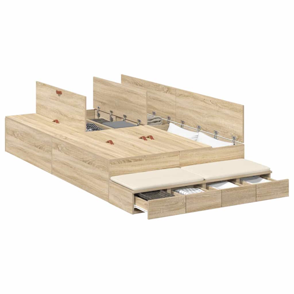 Aufbewahrungsbettgestell Sonoma-Eiche 120 cm Holzwerkstoff