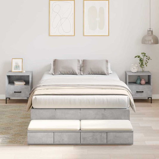 Bett mit Stauraum mit Speicher Beton Grau 236.5 x 120 x 31.5 cm