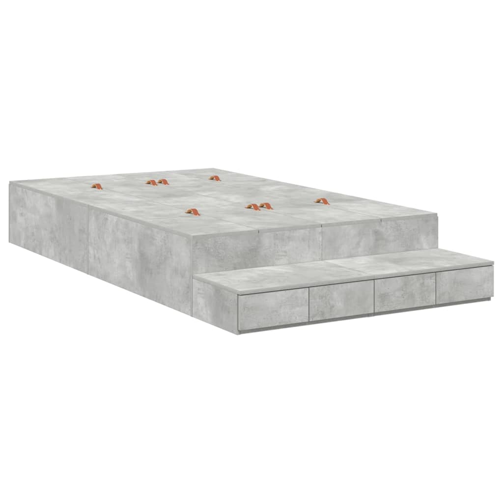 Bett mit Stauraum mit Speicher Beton Grau 236.5 x 120 x 31.5 cm
