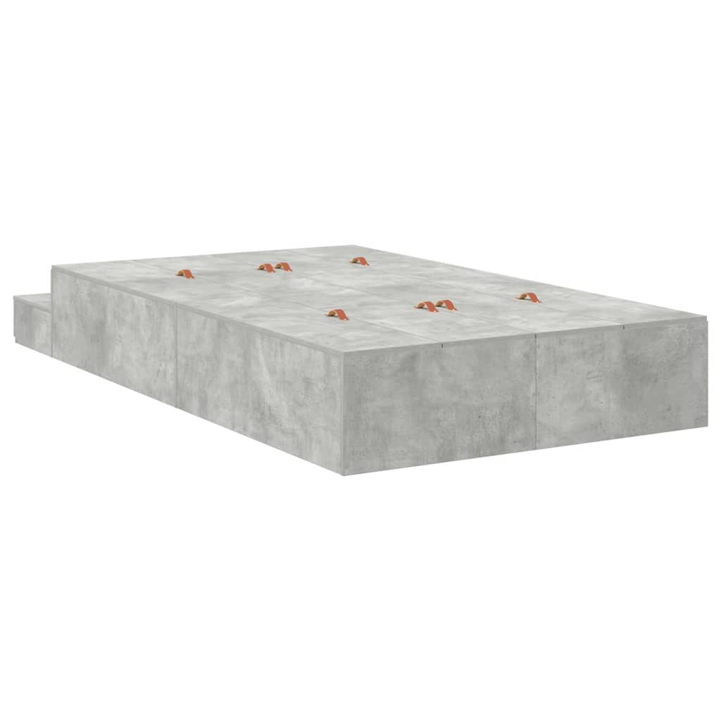 Bett mit Stauraum mit Speicher Beton Grau 236.5 x 120 x 31.5 cm