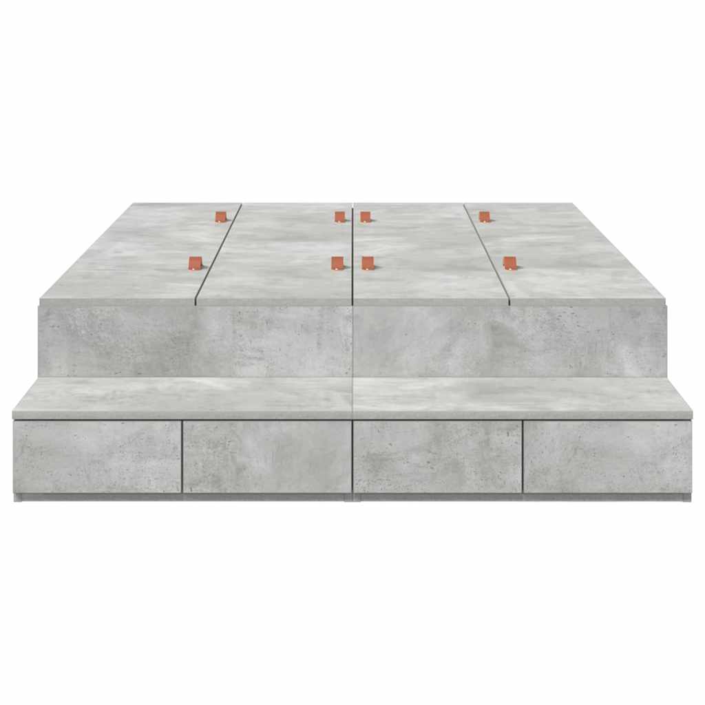 Bett mit Stauraum mit Speicher Beton Grau 236.5 x 120 x 31.5 cm