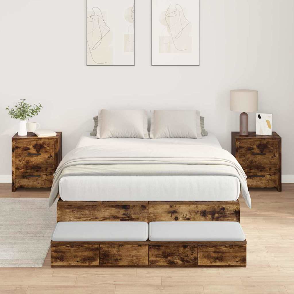 Bett mit Stauraum Geräucherte Eiche 236.5 x 120 x 31.5 cm