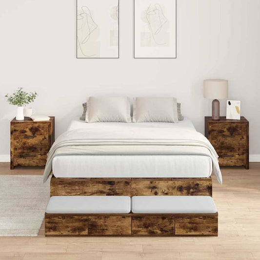 Bett mit Stauraum Geräucherte Eiche 236.5 x 120 x 31.5 cm