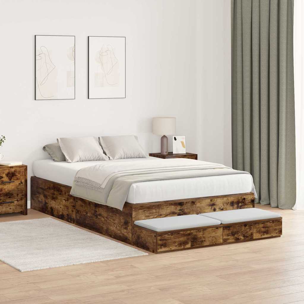 Bett mit Stauraum Geräucherte Eiche 236.5 x 120 x 31.5 cm
