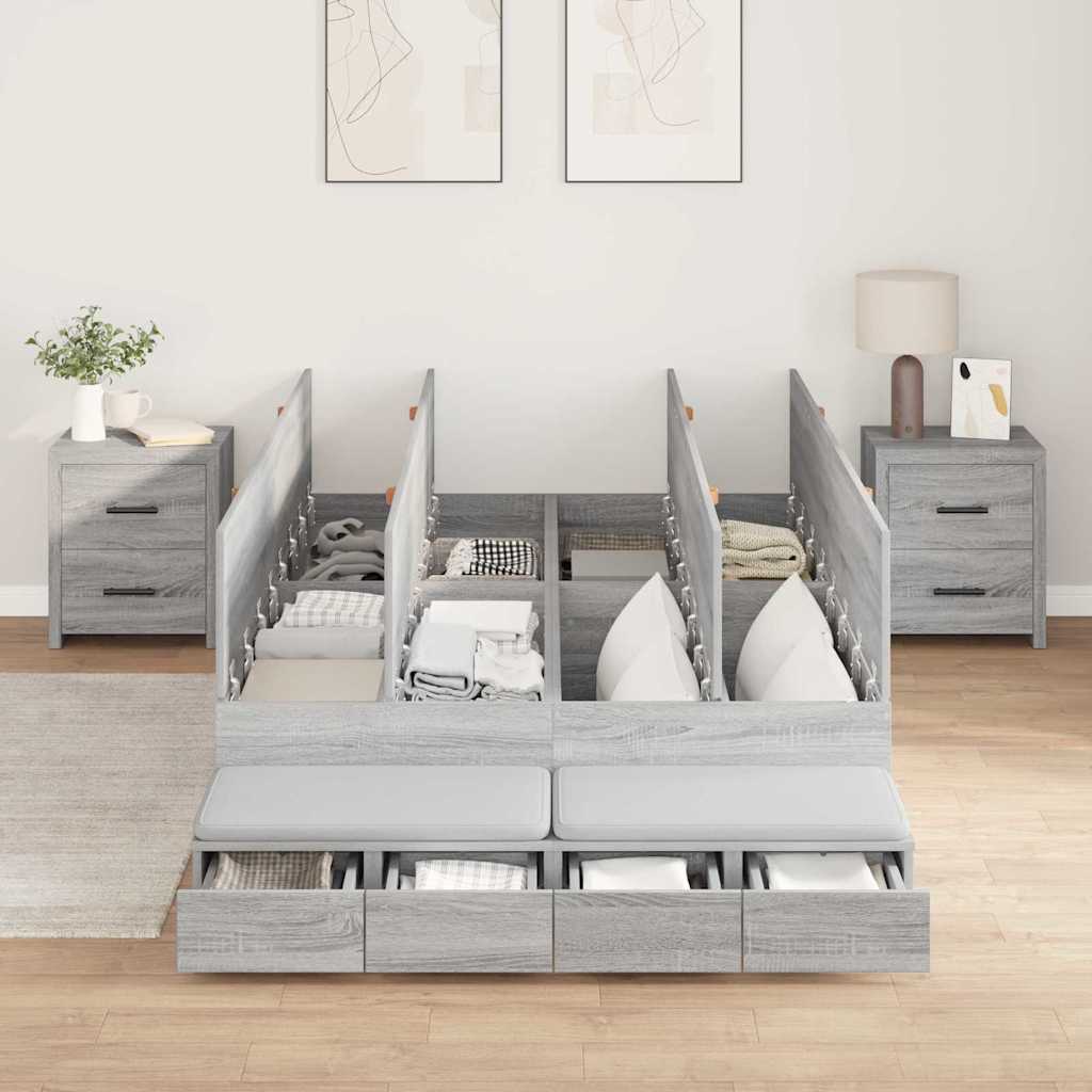 Bett mit Stauraum mit Tür Grau Sonoma 236.5 x 120 x 31.5 cm
