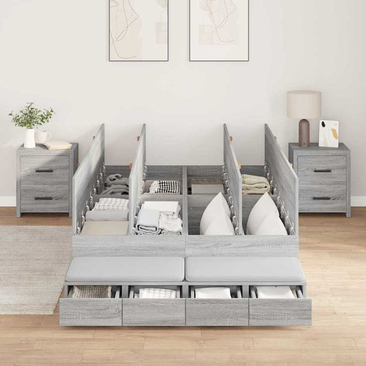 Bett mit Stauraum mit Tür Grau Sonoma 236.5 x 120 x 31.5 cm