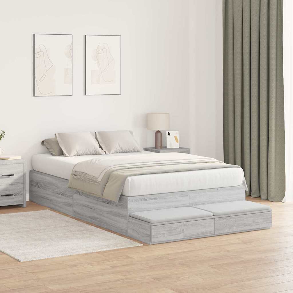 Bett mit Stauraum mit Tür Grau Sonoma 236.5 x 120 x 31.5 cm