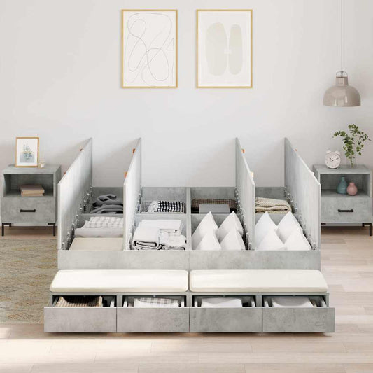 Bett mit Stauraum mit Speicher Beton Grau 236.5 x 140 x 31.5 cm