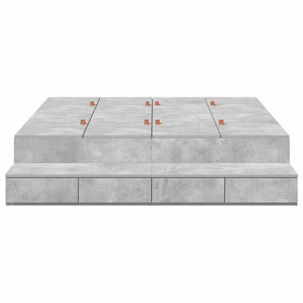 Bett mit Stauraum mit Speicher Beton Grau 236.5 x 140 x 31.5 cm