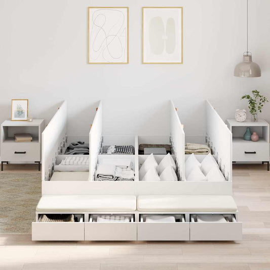 Bett mit Stauraum Weiß 236.5 x 150 x 31.5 cm Holzwerkstoff