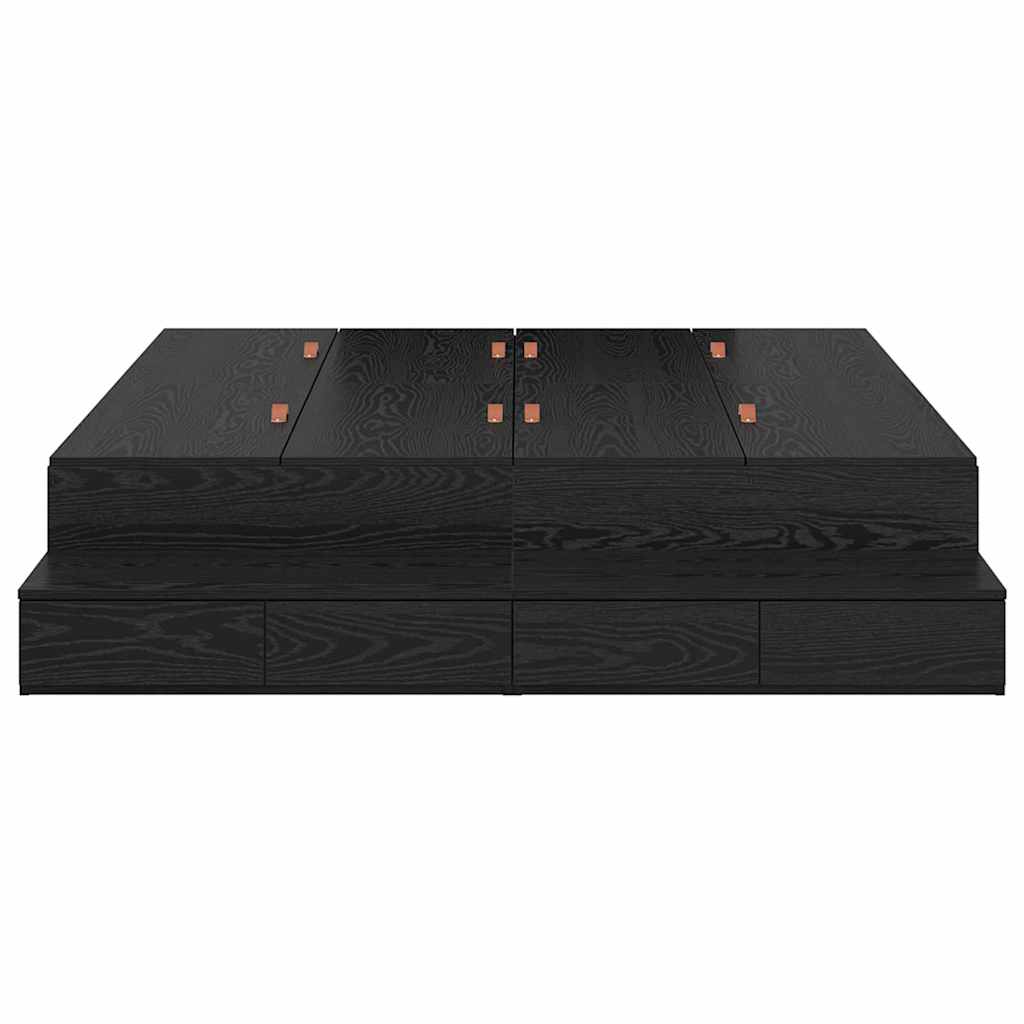 Bett mit Stauraum Schwarz Eichen-Optik 236.5 x 150 x 31.5 cm