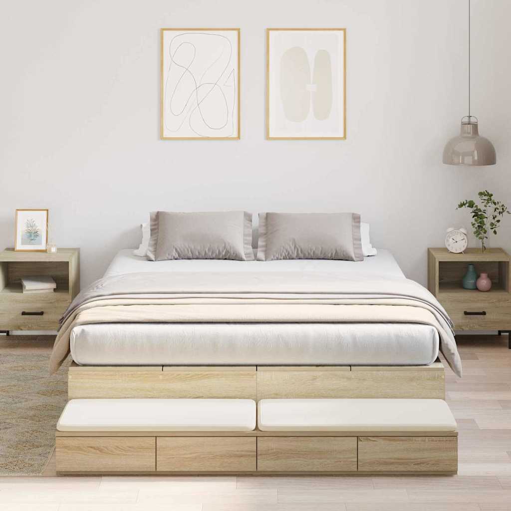 Aufbewahrungsbettgestell Sonoma-Eiche 150 cm Holzwerkstoff