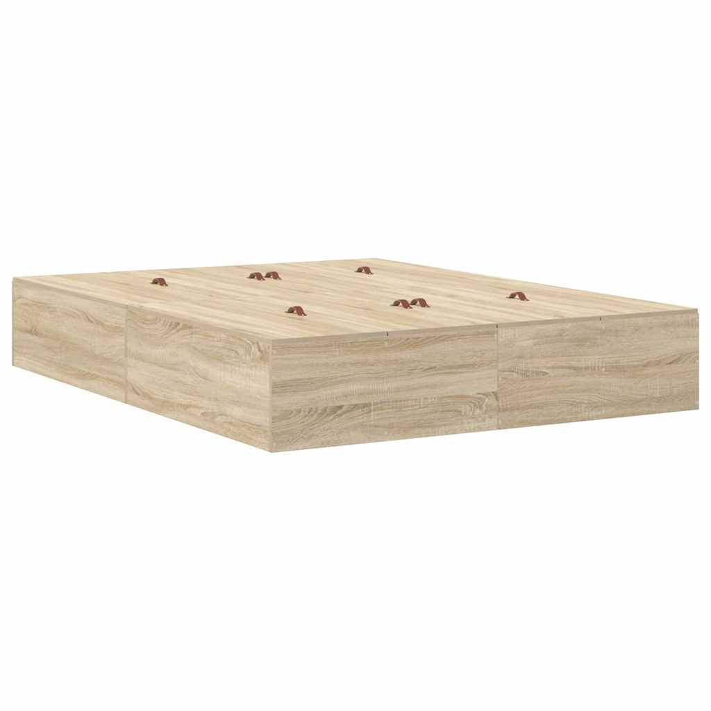 Aufbewahrungsbettgestell Sonoma-Eiche 150 cm Holzwerkstoff