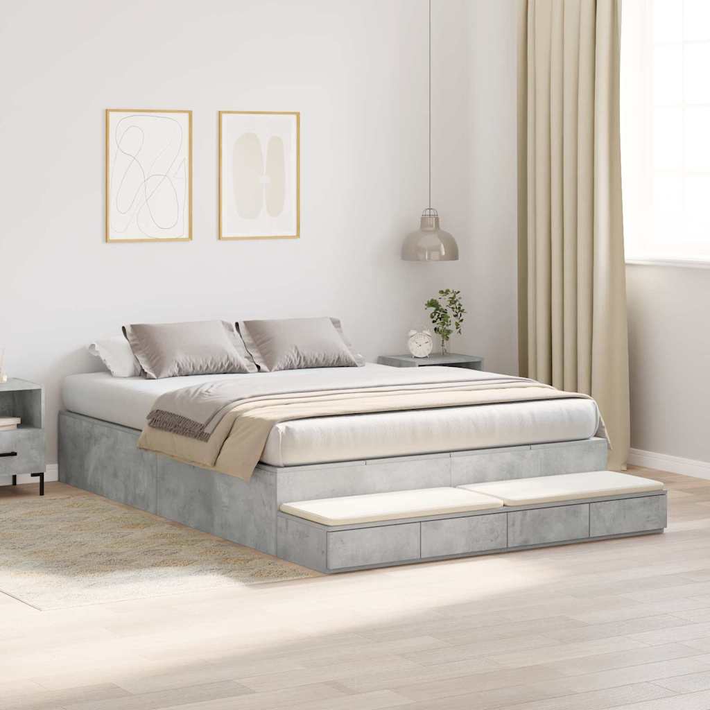 Bett mit Stauraum mit Speicher Beton Grau 236.5 x 150 x 31.5 cm