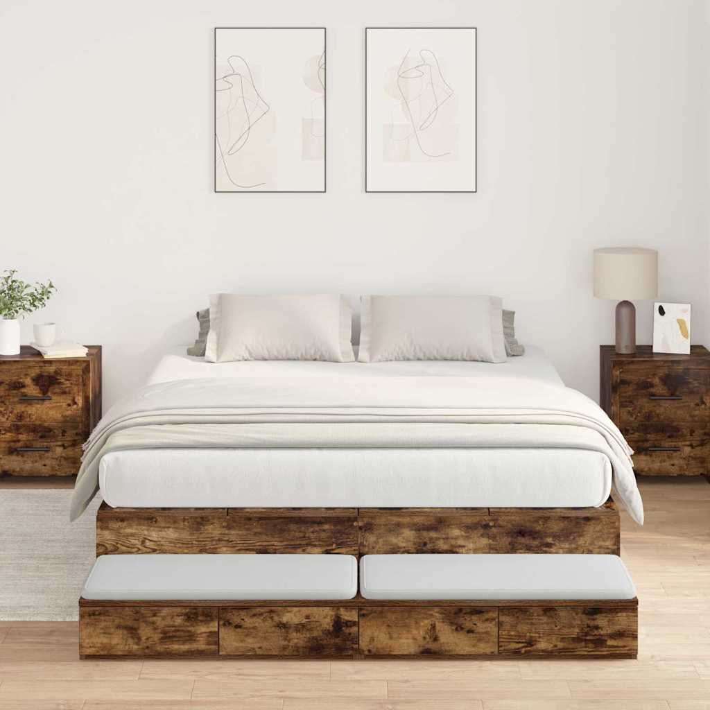 Bett mit Stauraum Geräucherte Eiche 236.5 x 150 x 31.5 cm
