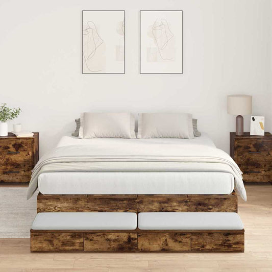 Bett mit Stauraum Geräucherte Eiche 236.5 x 150 x 31.5 cm
