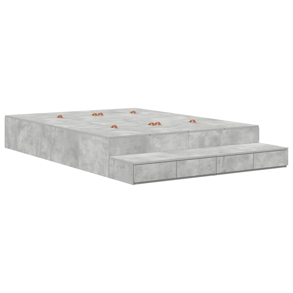 Bett mit Stauraum mit Speicher Beton Grau 236,5 x 160 x 31,5 cm