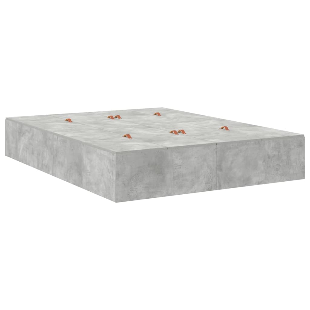 Bett mit Stauraum mit Speicher Beton Grau 236,5 x 160 x 31,5 cm