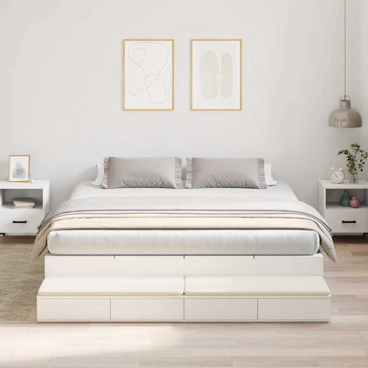Bett mit Stauraum Weiß 236.5 x 180 x 31.5 cm Holzwerkstoff