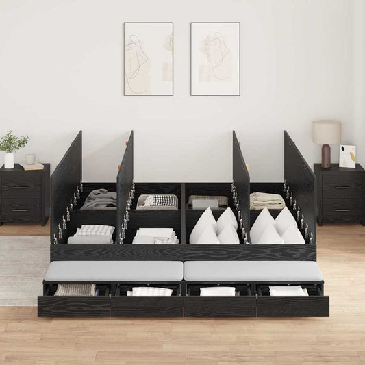 Bett mit Stauraum Schwarz Eichen-Optik 236.5 x 180 x 31.5 cm