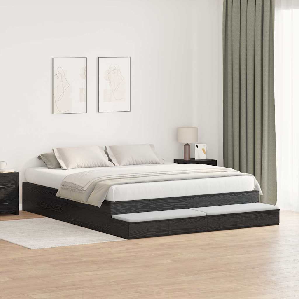 Bett mit Stauraum Schwarz Eichen-Optik 236.5 x 180 x 31.5 cm