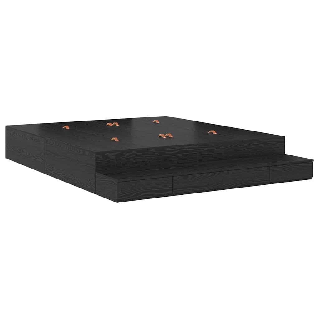 Bett mit Stauraum Schwarz Eichen-Optik 236.5 x 180 x 31.5 cm