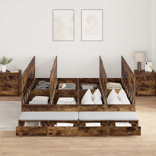 Bett mit Stauraum Geräucherte Eiche 236.5 x 180 x 31.5 cm