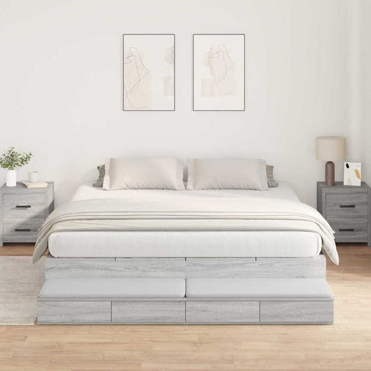 Bett mit Stauraum mit Tür Grau Sonoma 236.5 x 180 x 31.5 cm