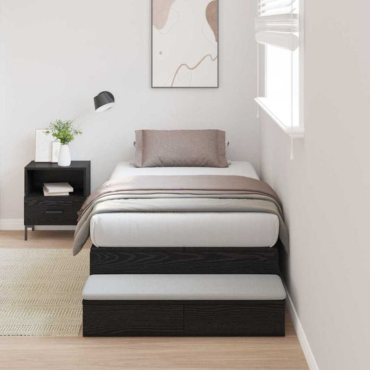 Bett mit Stauraum Schwarz Eichen-Optik 226,5 x 90 x 31,5 cm