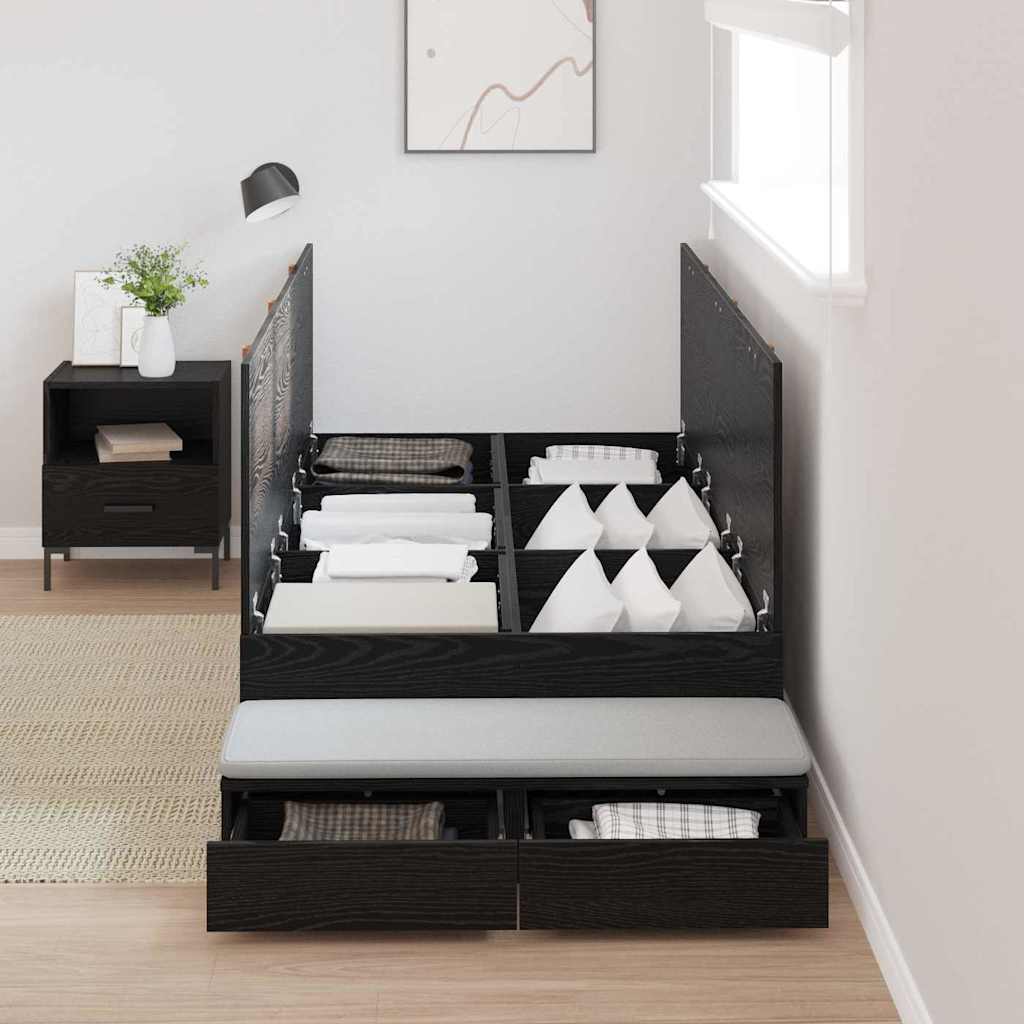 Bett mit Stauraum Schwarz Eichen-Optik 226,5 x 90 x 31,5 cm