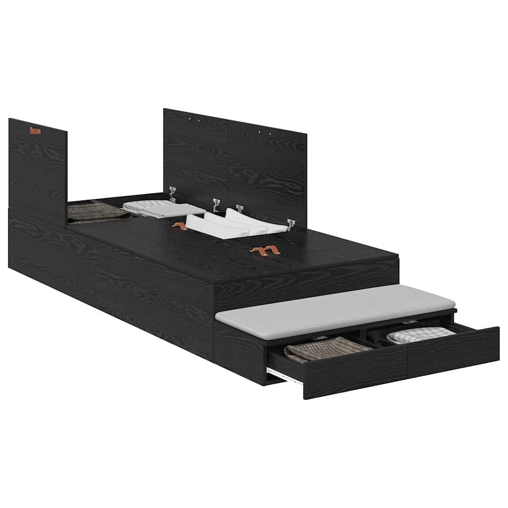Bett mit Stauraum Schwarz Eichen-Optik 226,5 x 90 x 31,5 cm