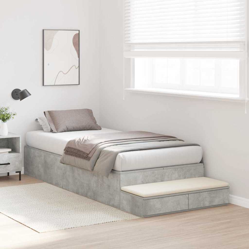 Bett mit Stauraum Beton Grau 226,5 x 90 x 31,5 cm Holzwerkstoff