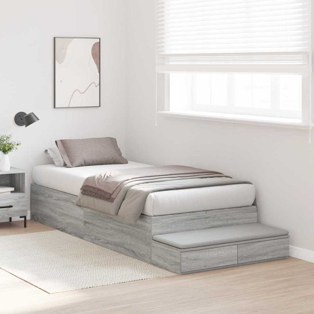 Bett mit Stauraum mit Speicher Grau Sonoma 226,5 x 75 x 31,5 cm