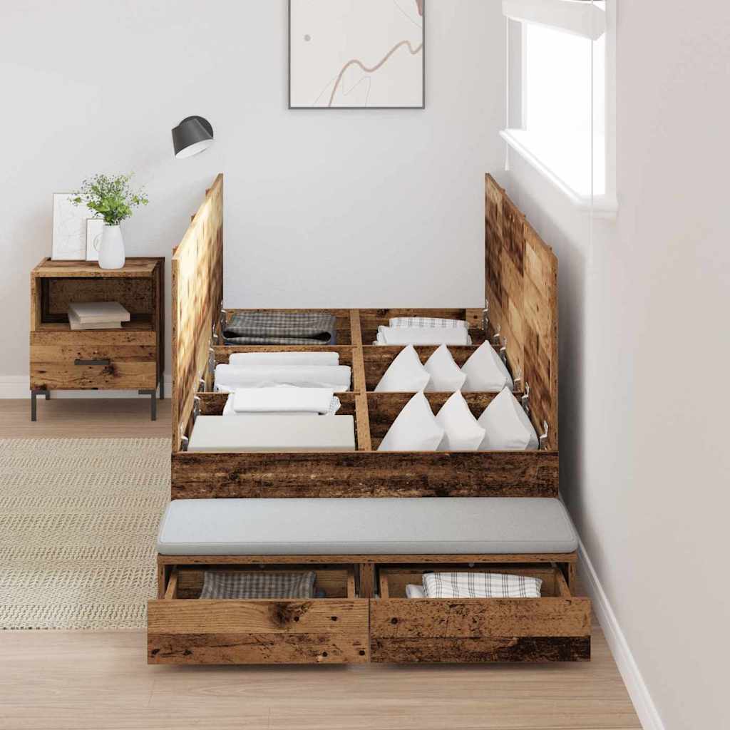 Bett mit Stauraum Altholz 226,5 x 75 x 31,5 cm Holzwerkstoff