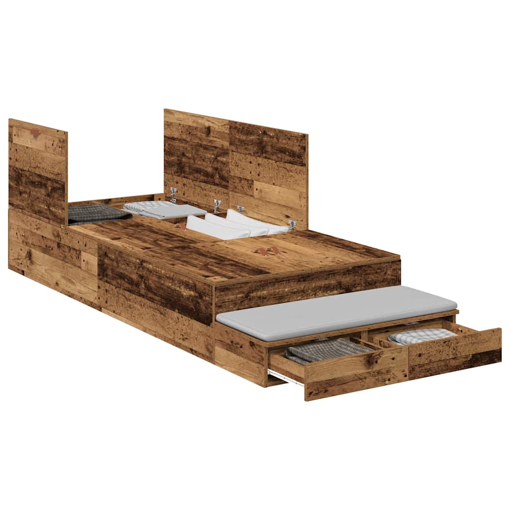 Bett mit Stauraum Altholz 226,5 x 75 x 31,5 cm Holzwerkstoff