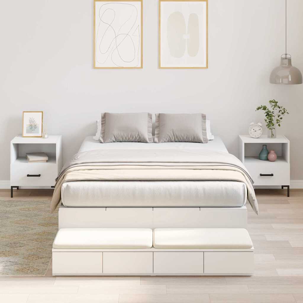 Bett mit Stauraum Weiß 226.5 x 120 x 31.5 cm Holzwerkstoff