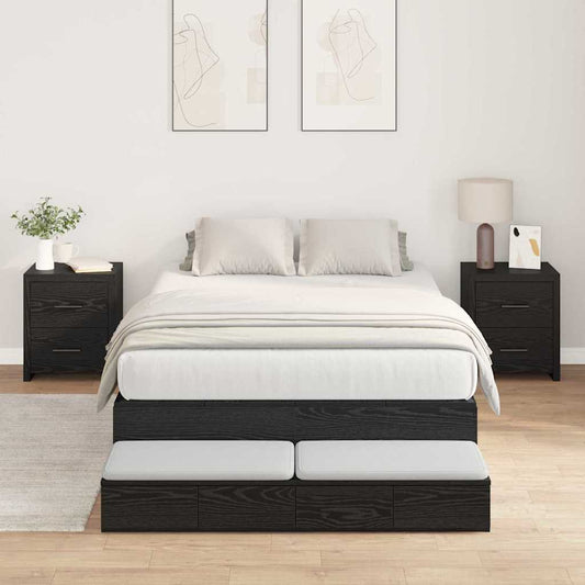 Bett mit Stauraum Schwarz Eichen-Optik 226.5 x 120 x 31.5 cm