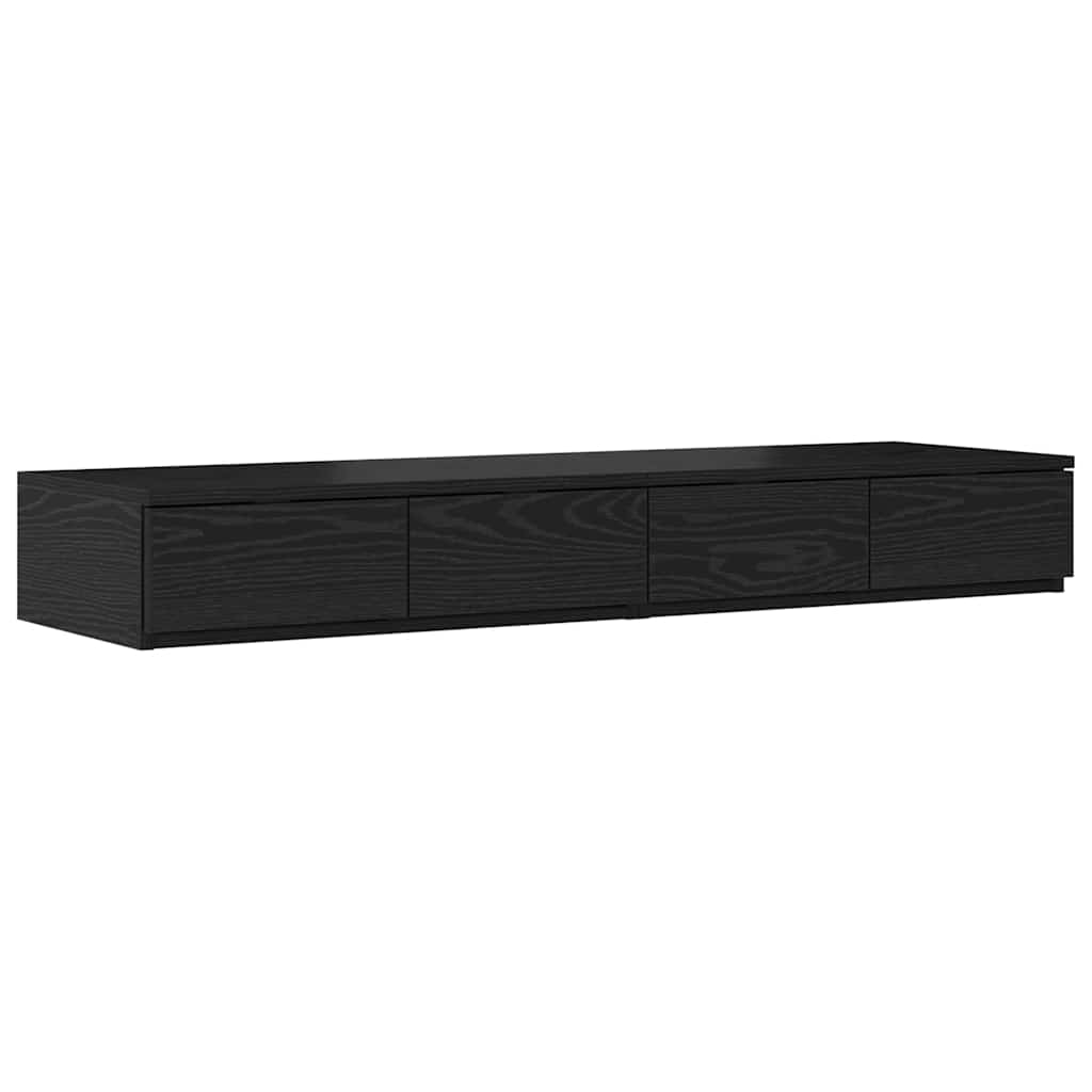Bett mit Stauraum Schwarz Eichen-Optik 226.5 x 120 x 31.5 cm