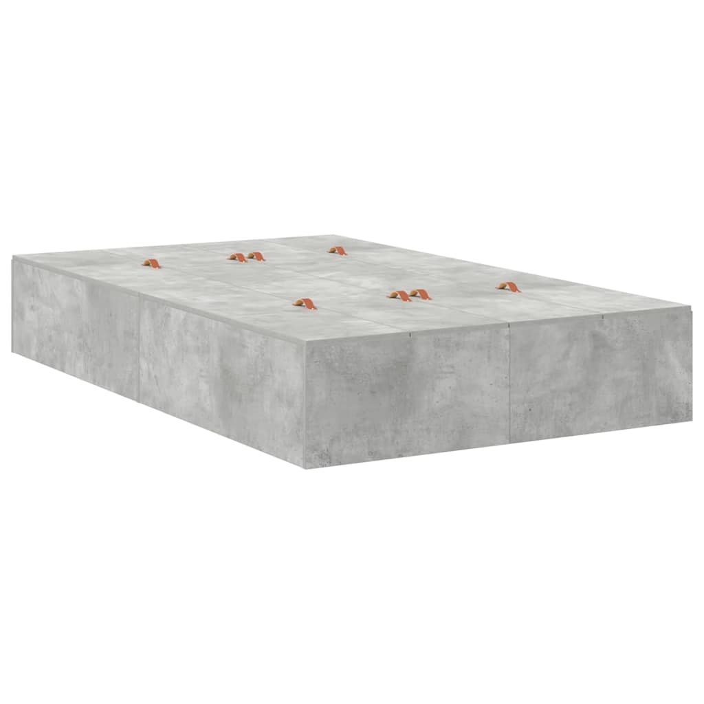 Bett mit Stauraum mit Speicher Beton Grau 226.5 x 120 x 31.5 cm